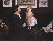 Sir John Everett Millais Mrs James Wyatt Jnr and her Daughter oil painting